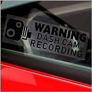 Adesivo per auto ATTENZIONE Dashcam Recording nero - 76x25mm - finestrino interno