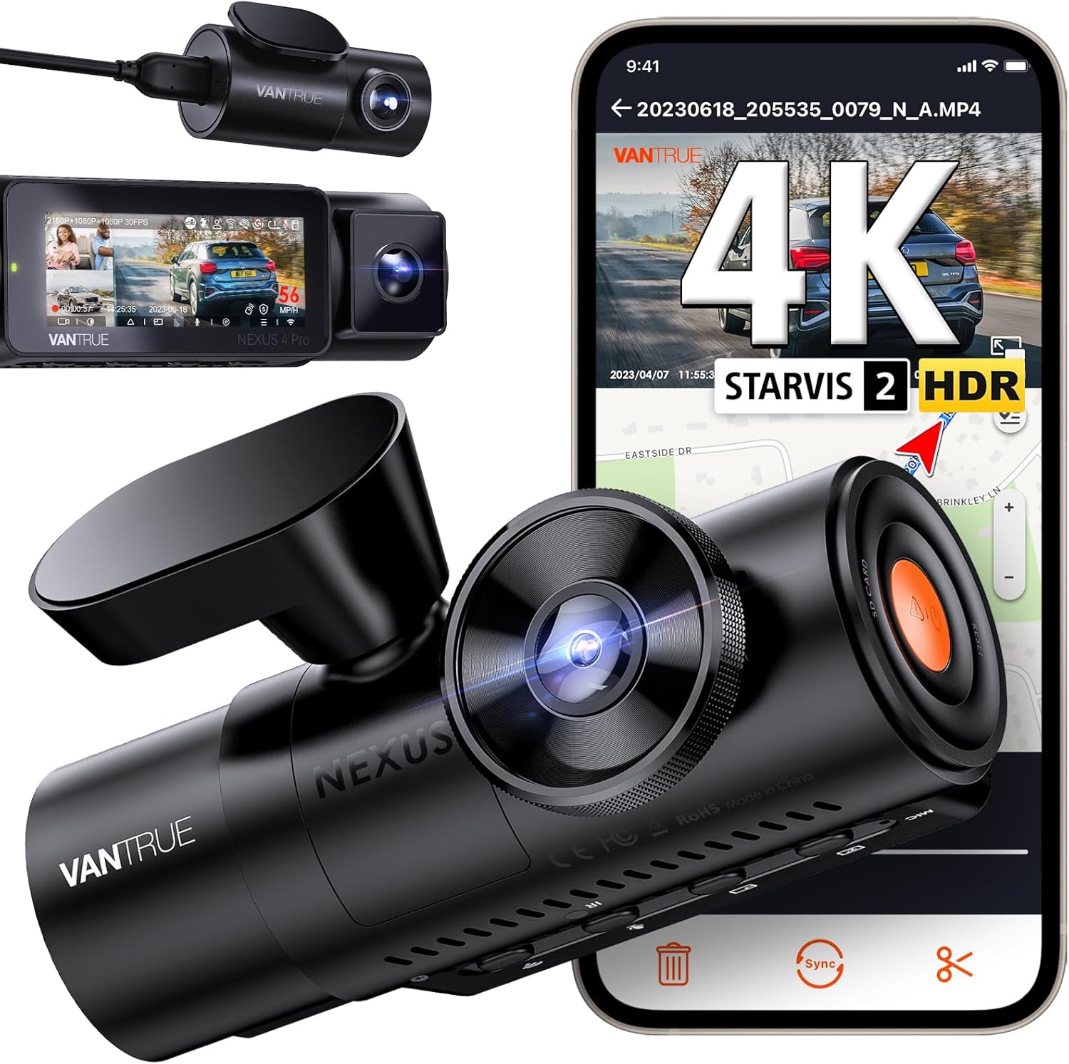 Vantrue N4 Pro – 3-Kanal-Dashcam mit echtem 4K & 360° Rundumschutz