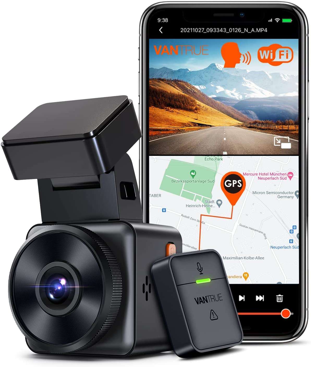 VANTRUE N4 Triple Dashcam Voiture 2.5K+2.5K+1080P, Camera
