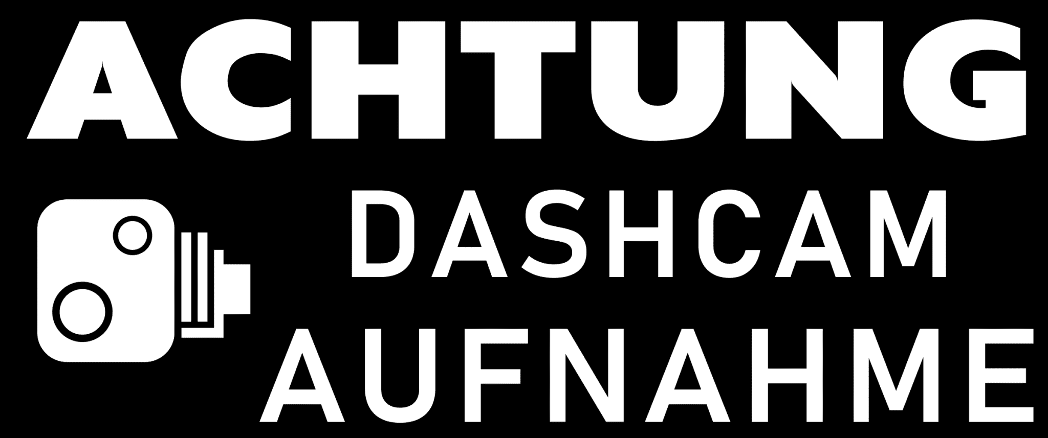 Adesivo per auto ATTENZIONE registrazione dashcam bianco - 203x85mm - finestrino interno
