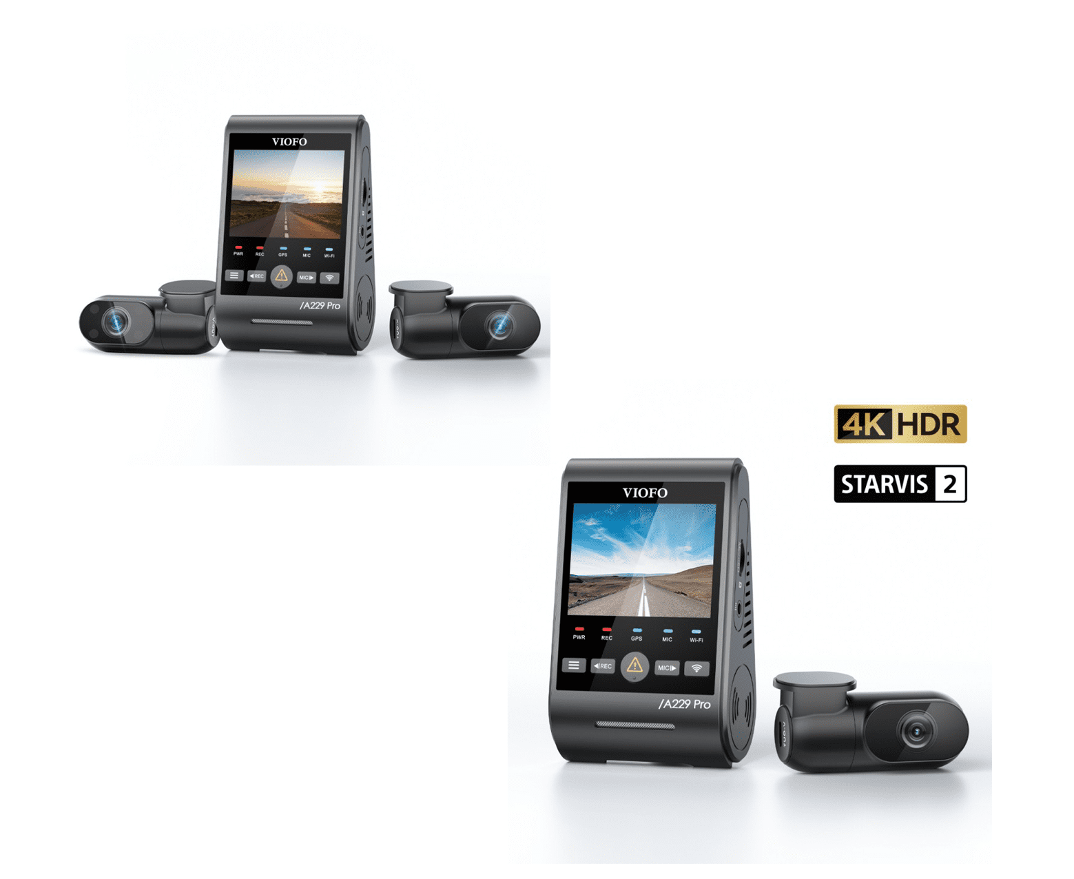 VIOFO A229 Pro 3 Lens 4K + 2K + 1080P, Dual STARVIS 2, HDR vorne