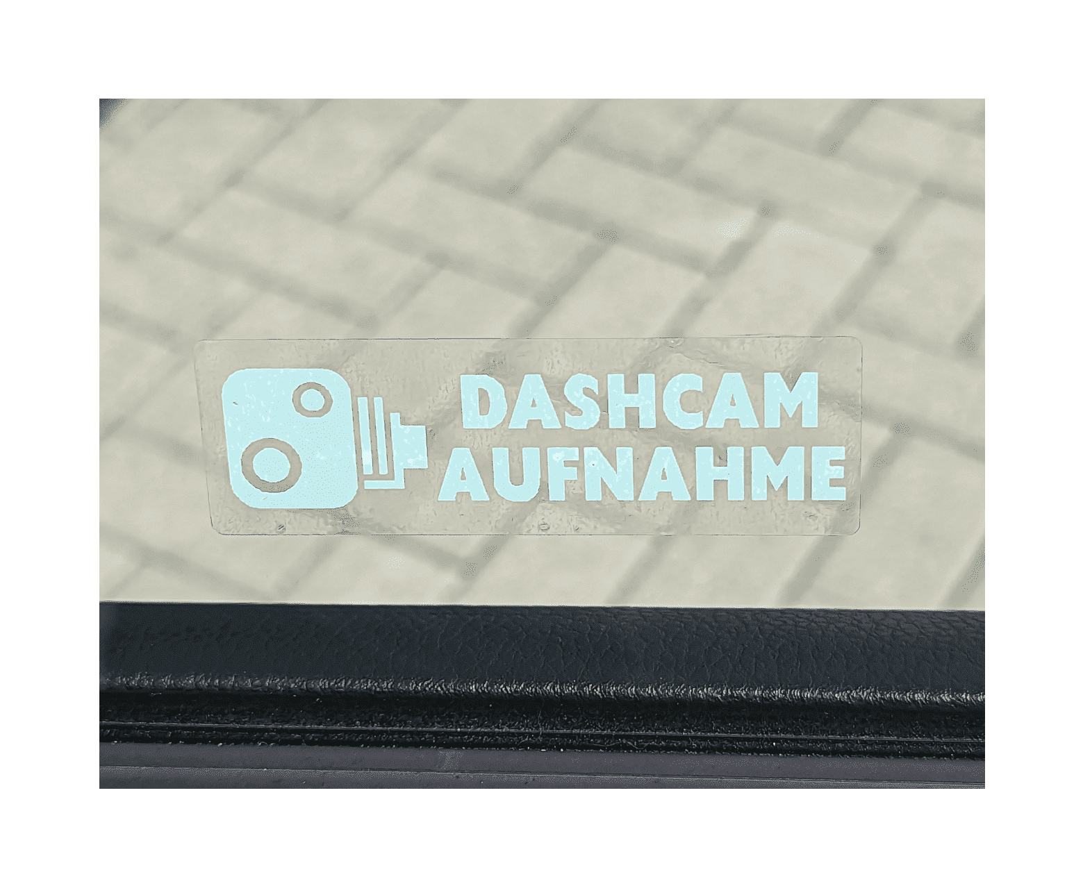 Adesivo per auto registrazione dashcam bianco - 76x25mm - interno del finestrino