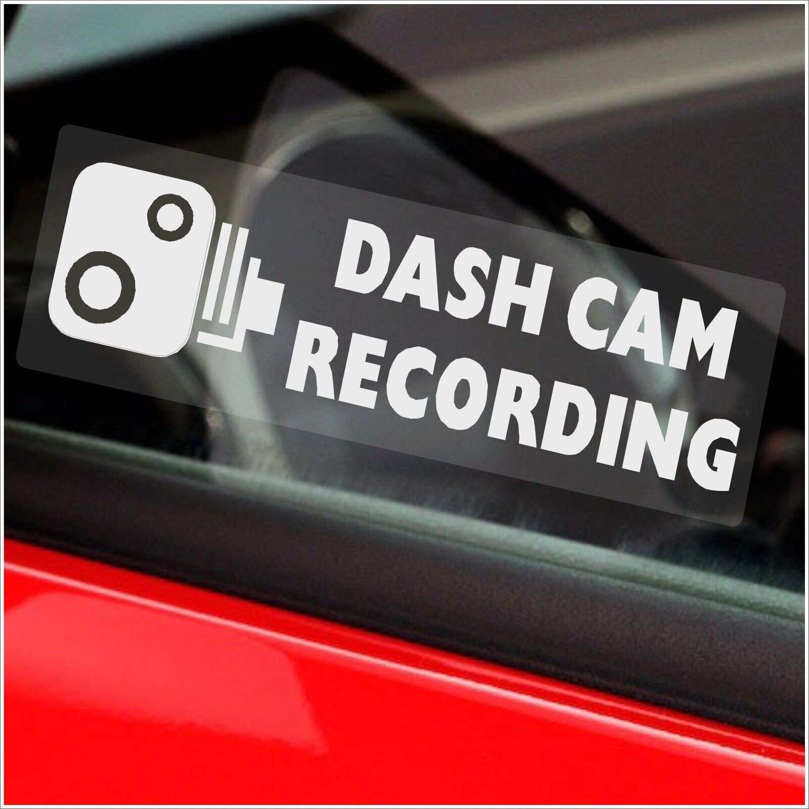 Adesivo per auto Dash Cam Recording bianco - 76x25mm - finestrino interno