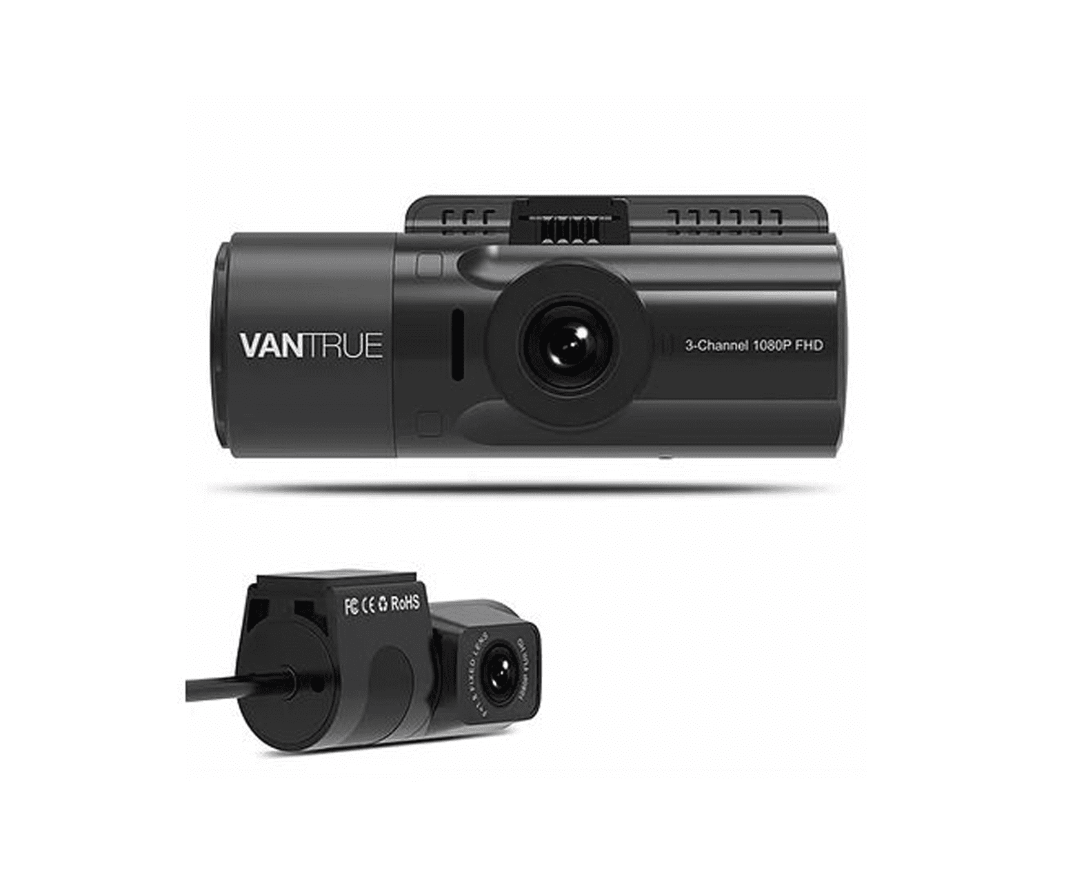 Cámara para salpicadero Vantrue N4 de 3 canales 1440p | mi GPS y kit y SD - Paquete