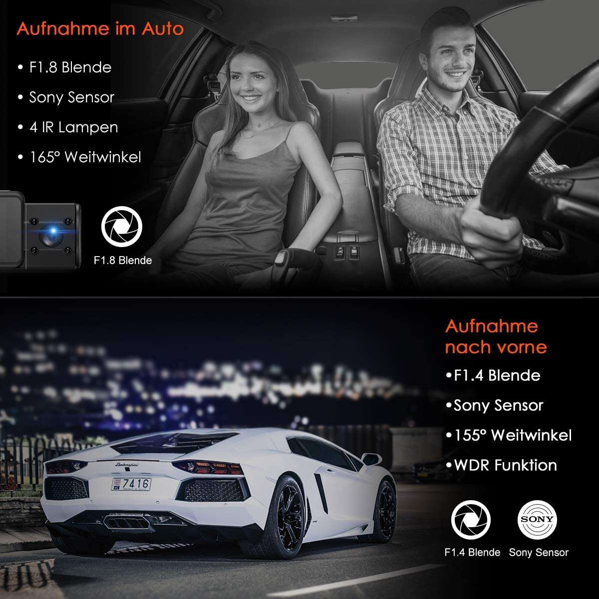 Vantrue N2S 4K Dash Cam con GPS, frontal e interior dual 2.5K 1440P, visión  nocturna IR Uber Cámara de coche, modo de estacionamiento de grabación