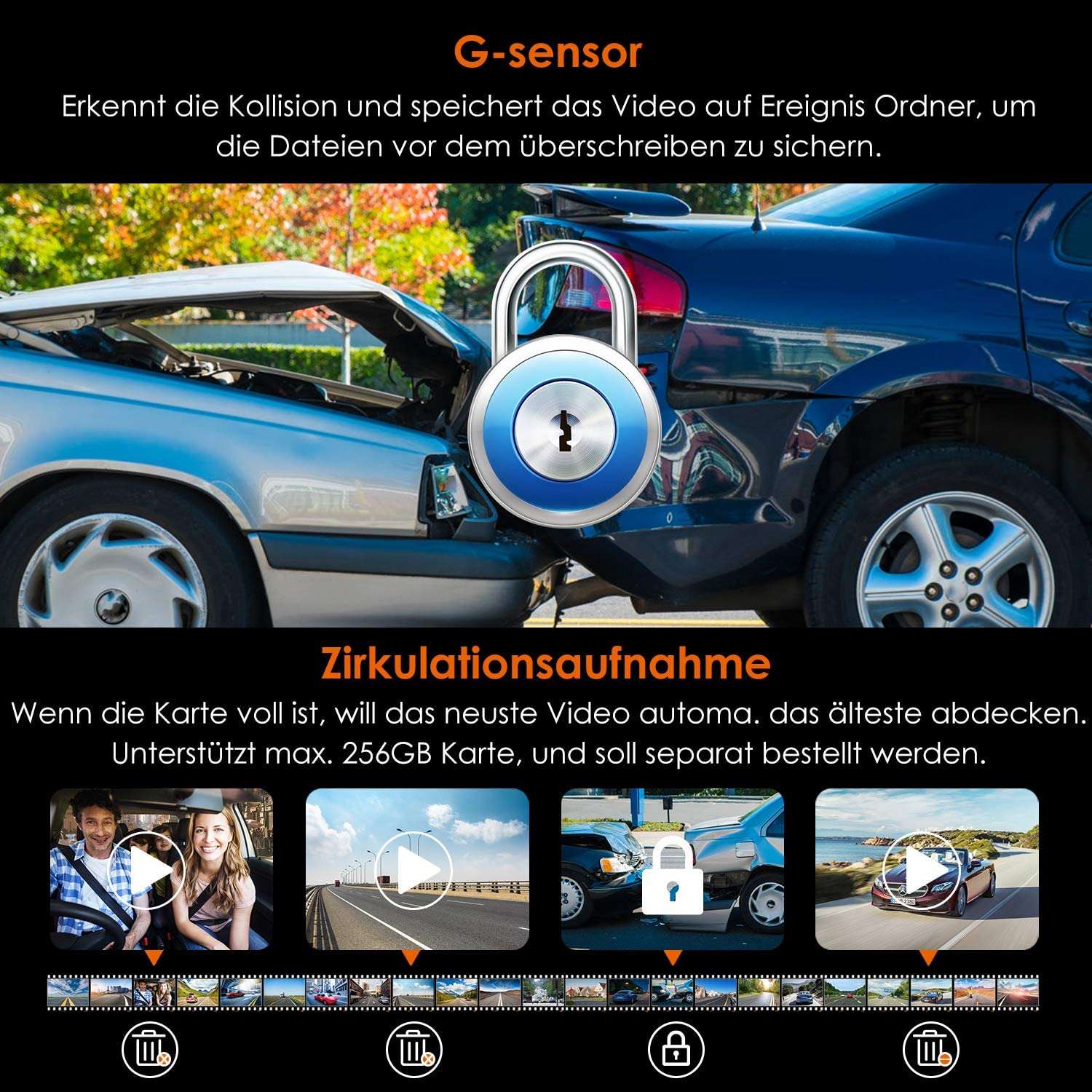 3-kanałowa kamera samochodowa Vantrue N4 1440p | z GPS i kartą SD - w pakiecie