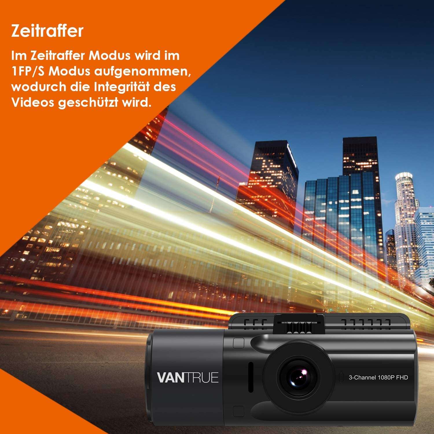 Caméra de tableau de bord Vantrue N4 à 3 canaux 1440p | avec GPS et carte SD - bundle