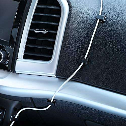 Abrazaderas para cables autoadhesivas (13 x 10 mm) para coche, oficina y hogar