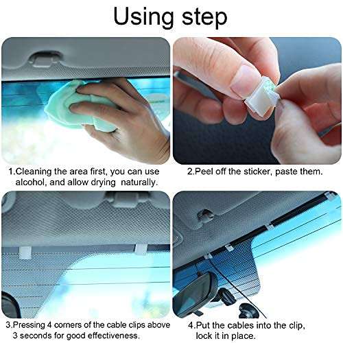 Self-adhesive cable clamps (13 x 10 mm) for car, office and home 