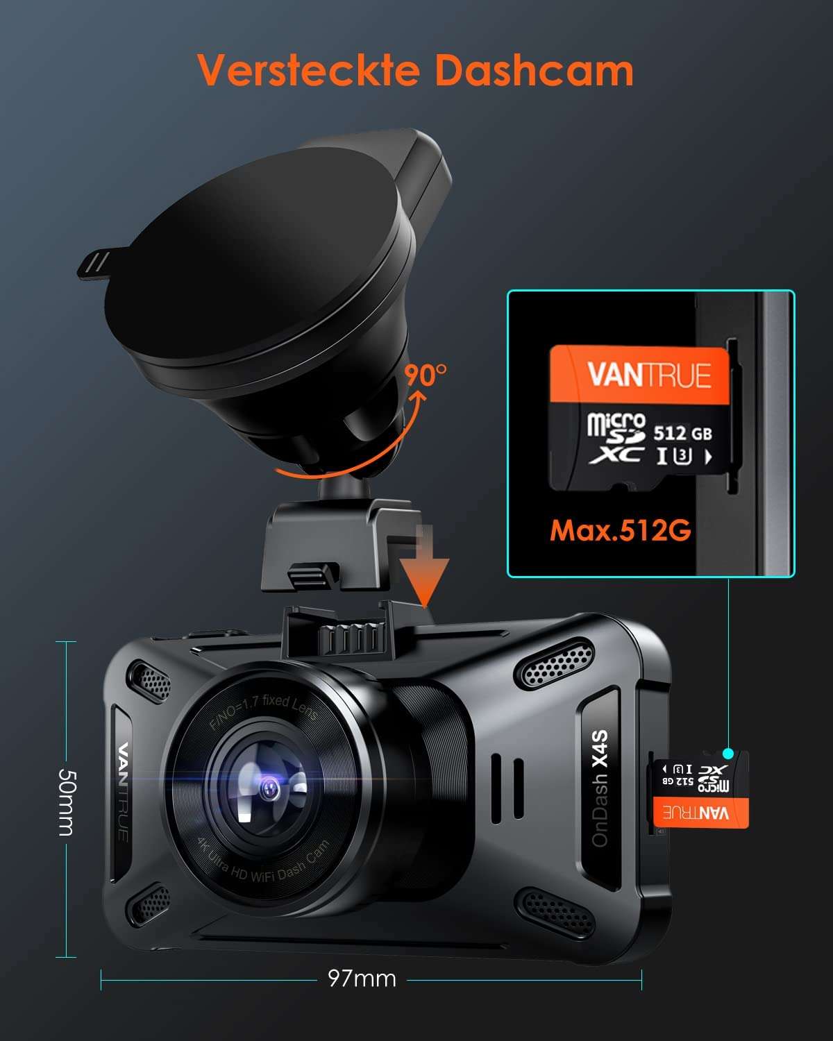 Vantrue X4S WIFI Araç Kamerası 2160P | aksesuarlarla