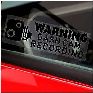 Araba etiketi UYARI Dashcam Kayıt siyah - 76x25mm - iç cam