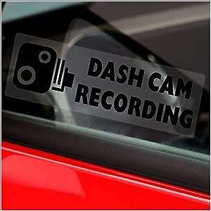 Autocollant de voiture enregistrement de caméra de tableau de bord noir - 76x25mm - intérieur de la fenêtre
