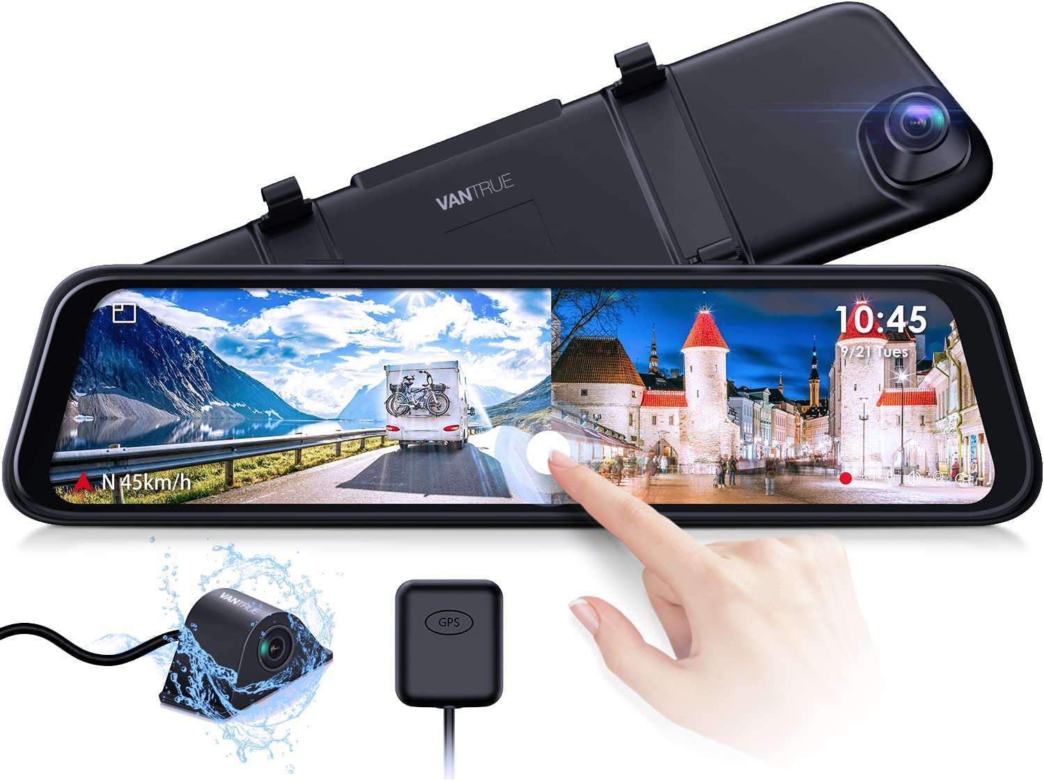 Vantrue Mirror 2 - M2 1440p Spiegel doppia dash cam con touchscreen | GPS