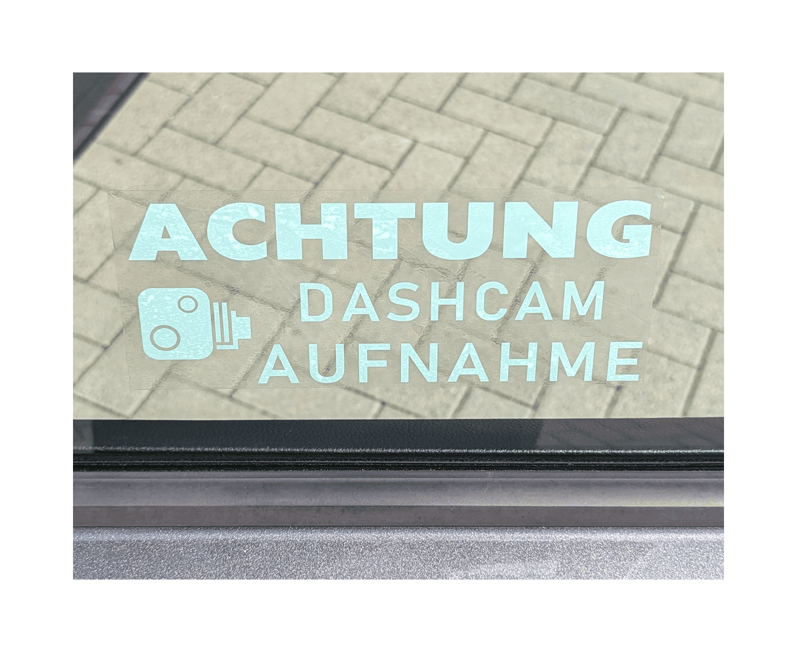 Autosticker ACHTUNG Dashcam Aufnahme weiß - 203x85mm - Fensterinnenseite