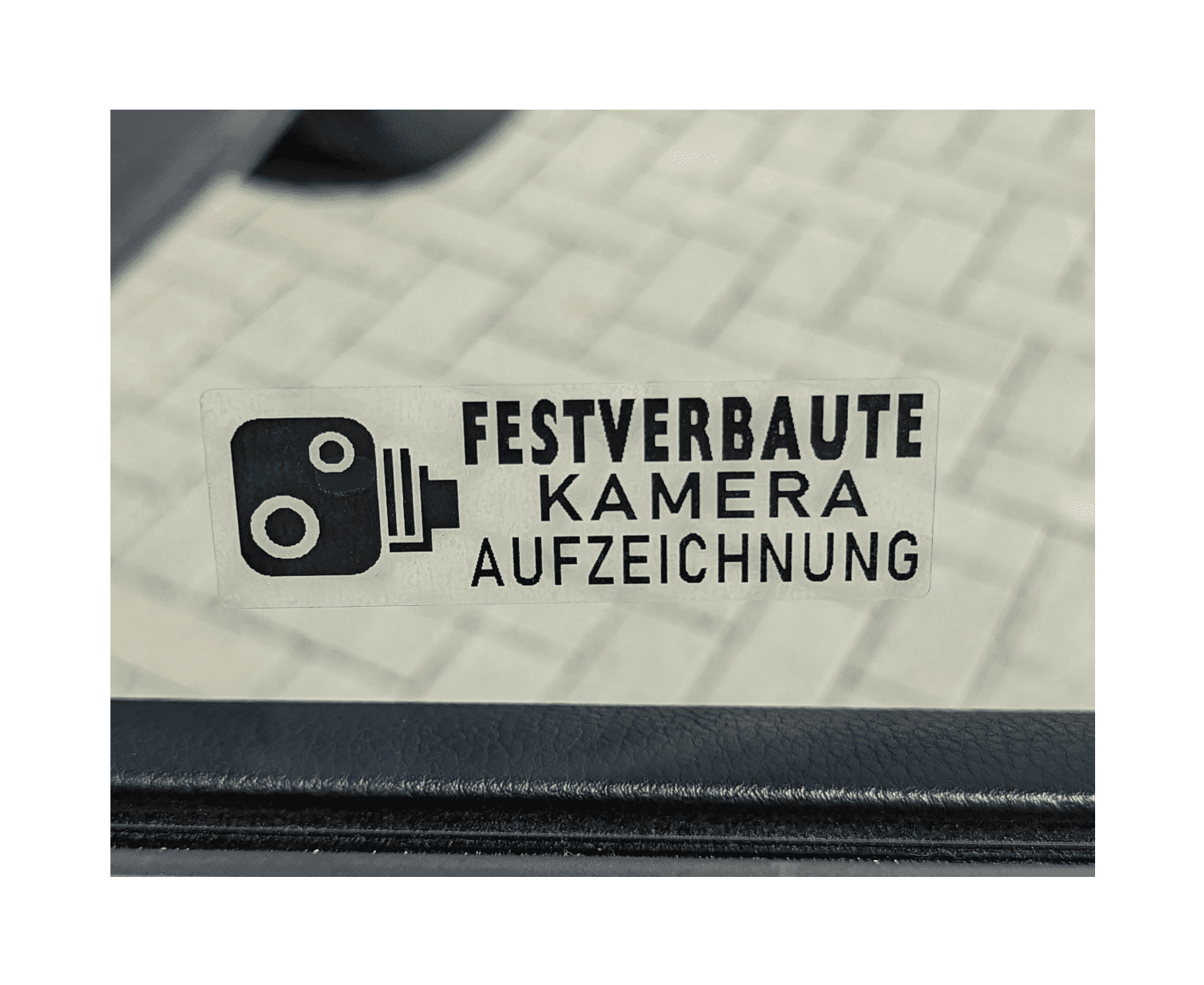 Adesivo per auto con telecamera fissa di registrazione nero - 76x25mm - interno del finestrino
