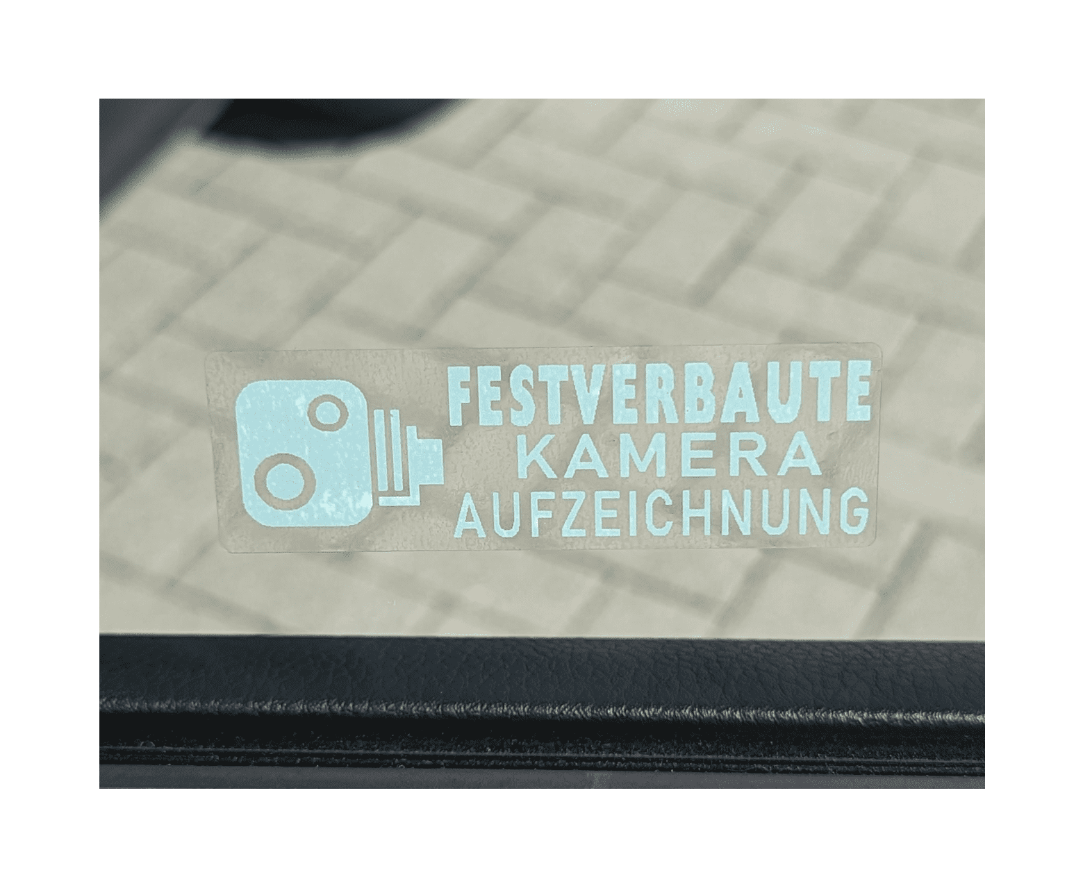 Car sticker Fixed camera recording white - 76x25mm - window inside