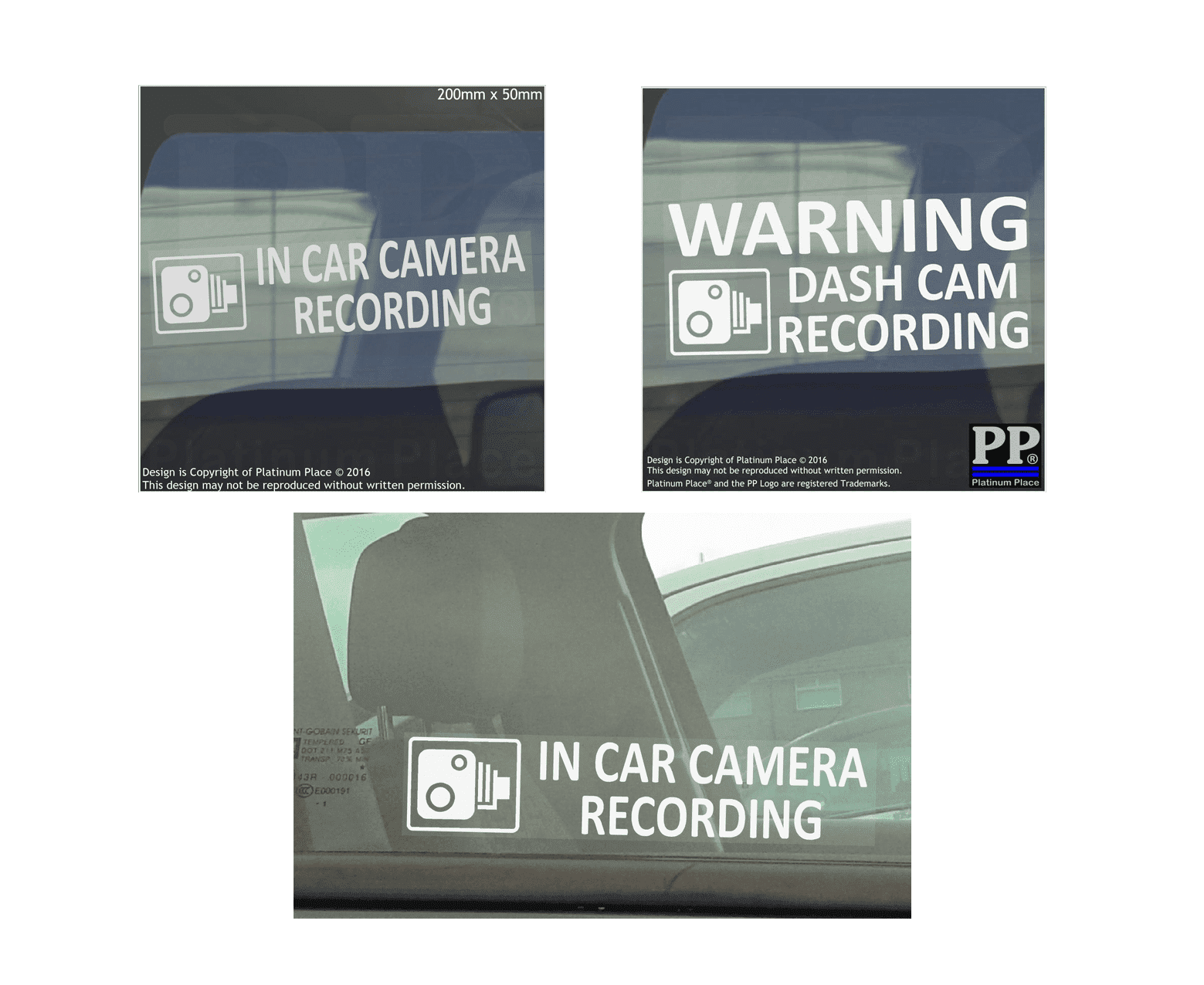 Car sticker 1x - 203x85mm - white or black - window inside 