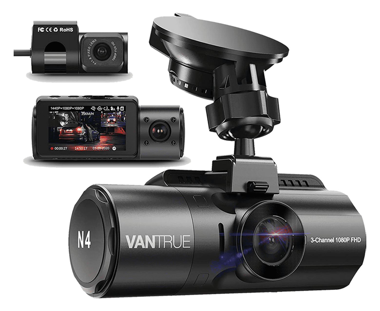 Caméra de tableau de bord Vantrue N4 à 3 canaux 1440p