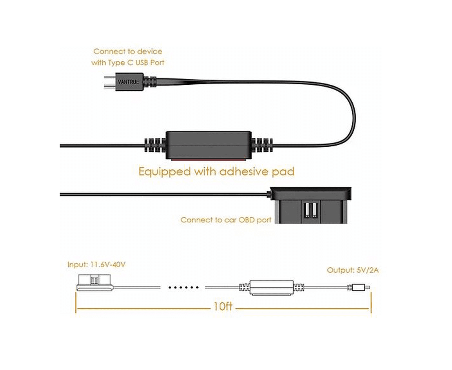 Vantrue OBD-Kabel (Stromkabel)