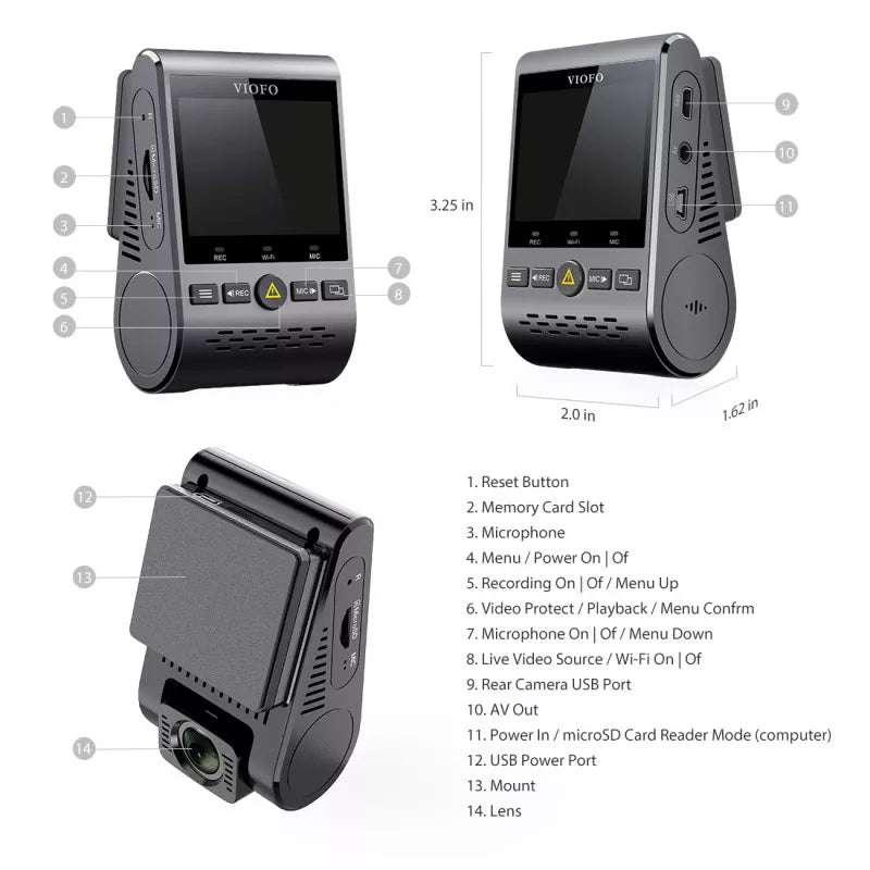 Caméra de tableau de bord VIOFO A129 Pro Duo 2CH 2160p